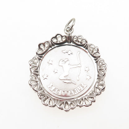 JAY POSON 925 Sterling Silver Vintage Sagittarius Zodiac Sign Charm Pendant