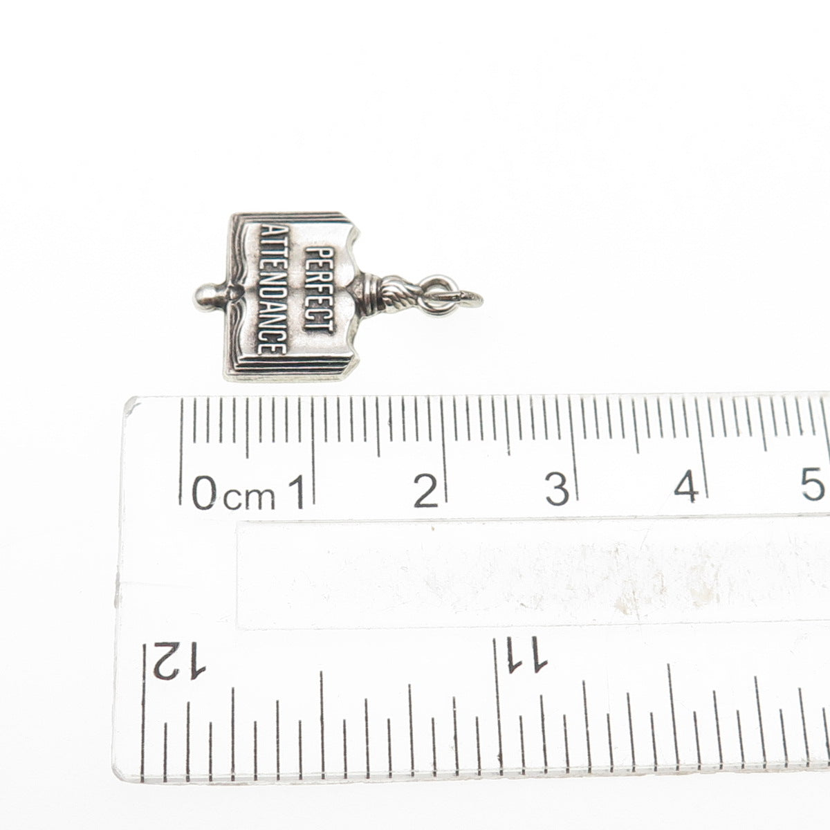 GREEN KC 925 Sterling Silver Vintage Perfect Attendance Oxidized Charm Pendant