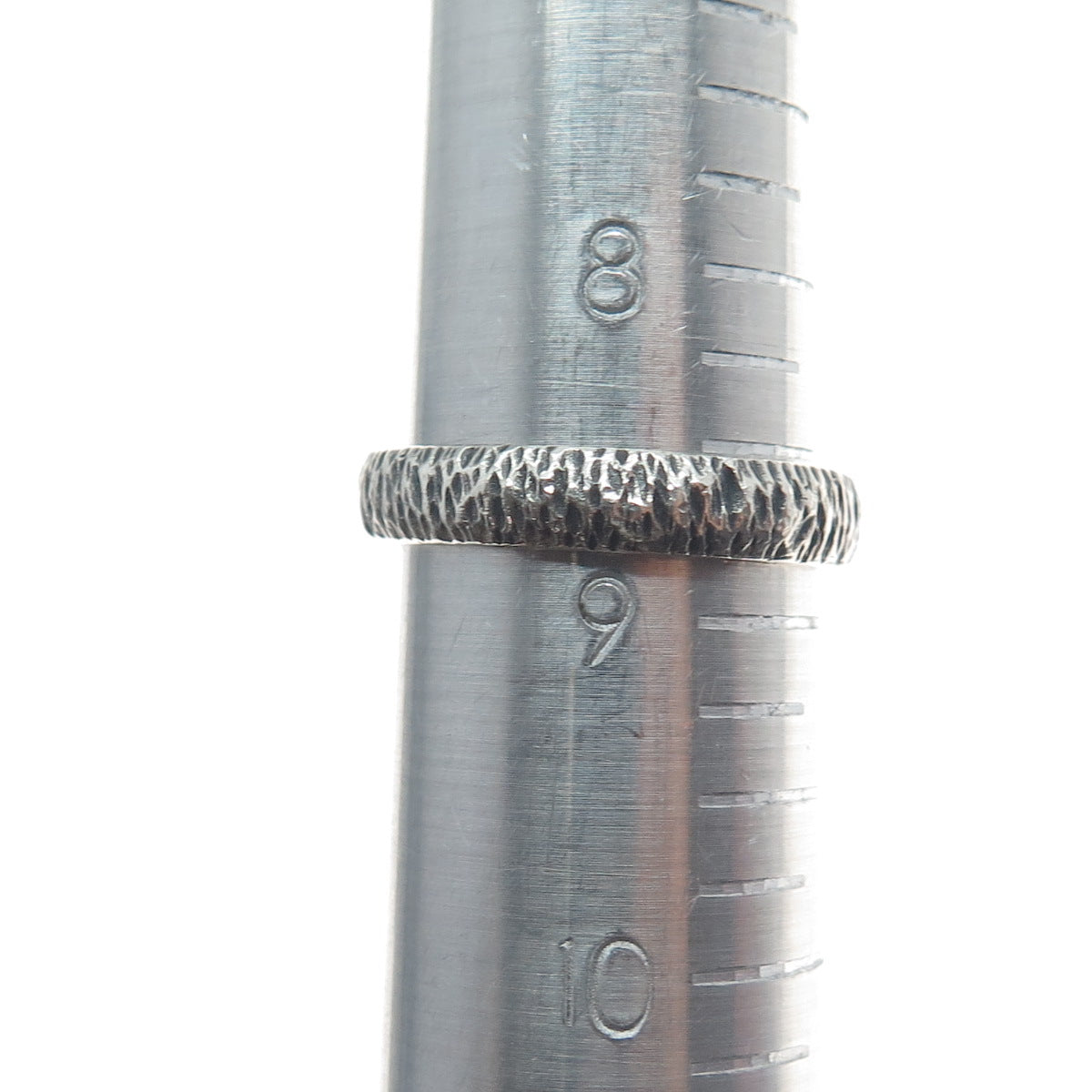 925 Sterling Silver Vintage Tree Bark Oxidized Band Ring Size 8.75