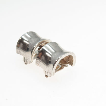 CHAPAL ZENRAY 925 Sterling Silver Vintage Modernist Half Hoop Clip On Earrings