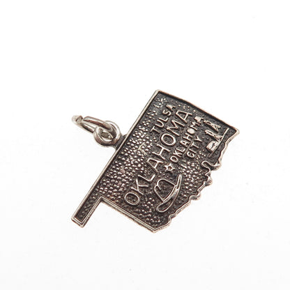 French & Franklin 925 Sterling Silver Vintage Oklahoma State Mini Charm Pendant