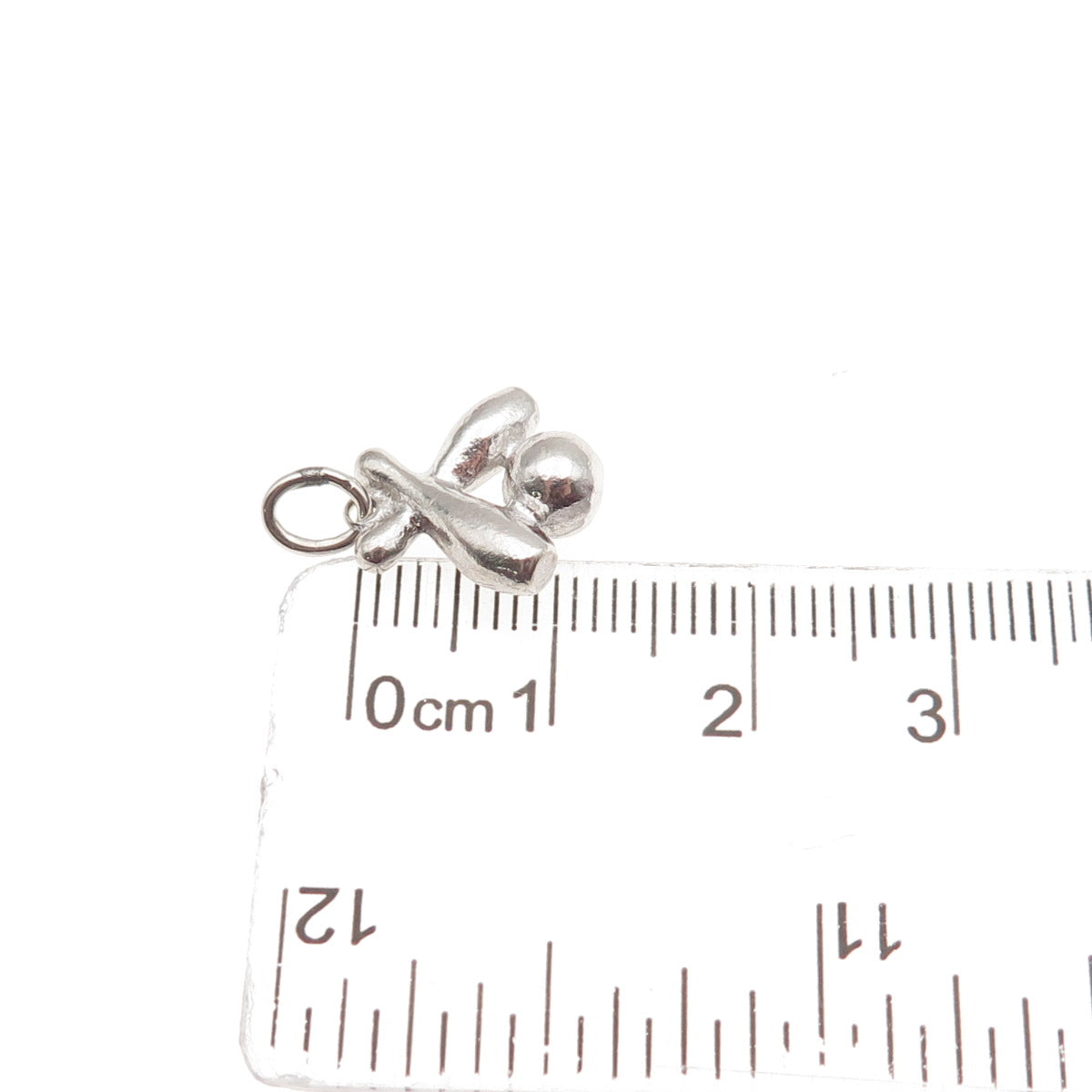 WELLS 925 Sterling Silver Vintage Bowling Pins & Ball Mini Charm Pendant