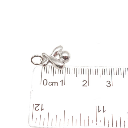 WELLS 925 Sterling Silver Vintage Bowling Pins & Ball Mini Charm Pendant