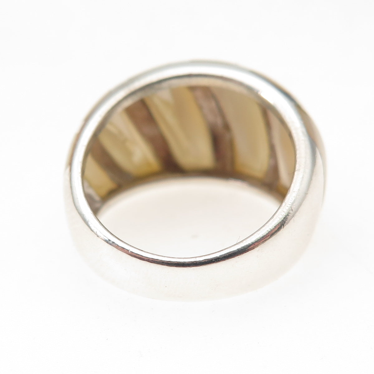 925 Sterling Silver Vintage Real MOP Modernist Oxidized Ring Size 5.75