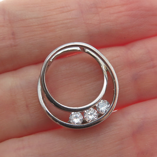 ROSS SIMONS 925 Sterling Silver Round-Cut C Z Crescent Minimalist Charm Pendant