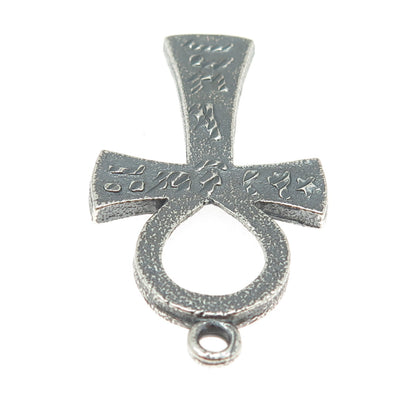 925 Sterling Silver Vintage Egyptian Ankh Oxidized Pendant