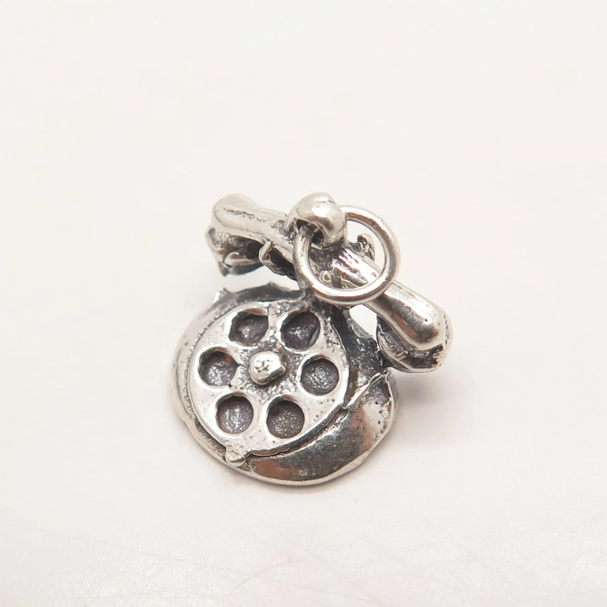 925 Sterling Silver Vintage Old Telephone 3D Charm Pendant