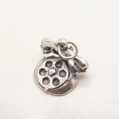 925 Sterling Silver Vintage Old Telephone 3D Charm Pendant