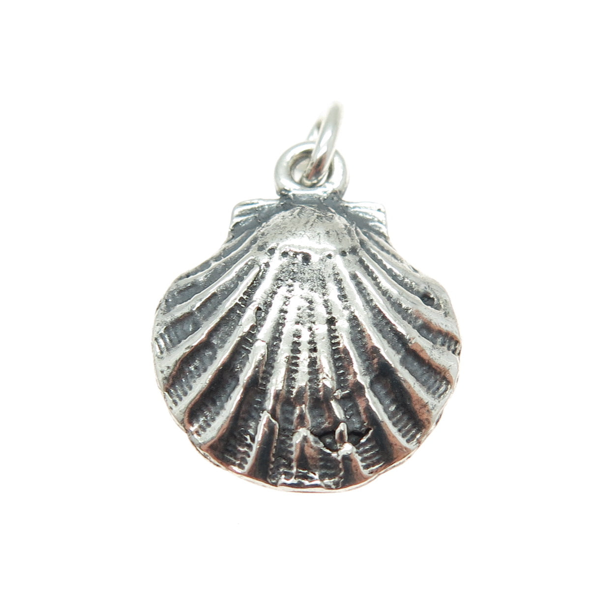 925 Sterling Silver Vintage Seashell Oxidized Charm Pendant