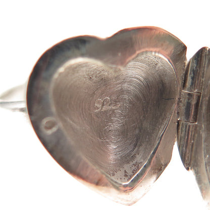 925 Sterling Silver Vintage Heart Locket Oxidized Ring Size 5