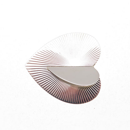 925 Sterling Silver Vintage EDI Modernist Heart Pin Brooch
