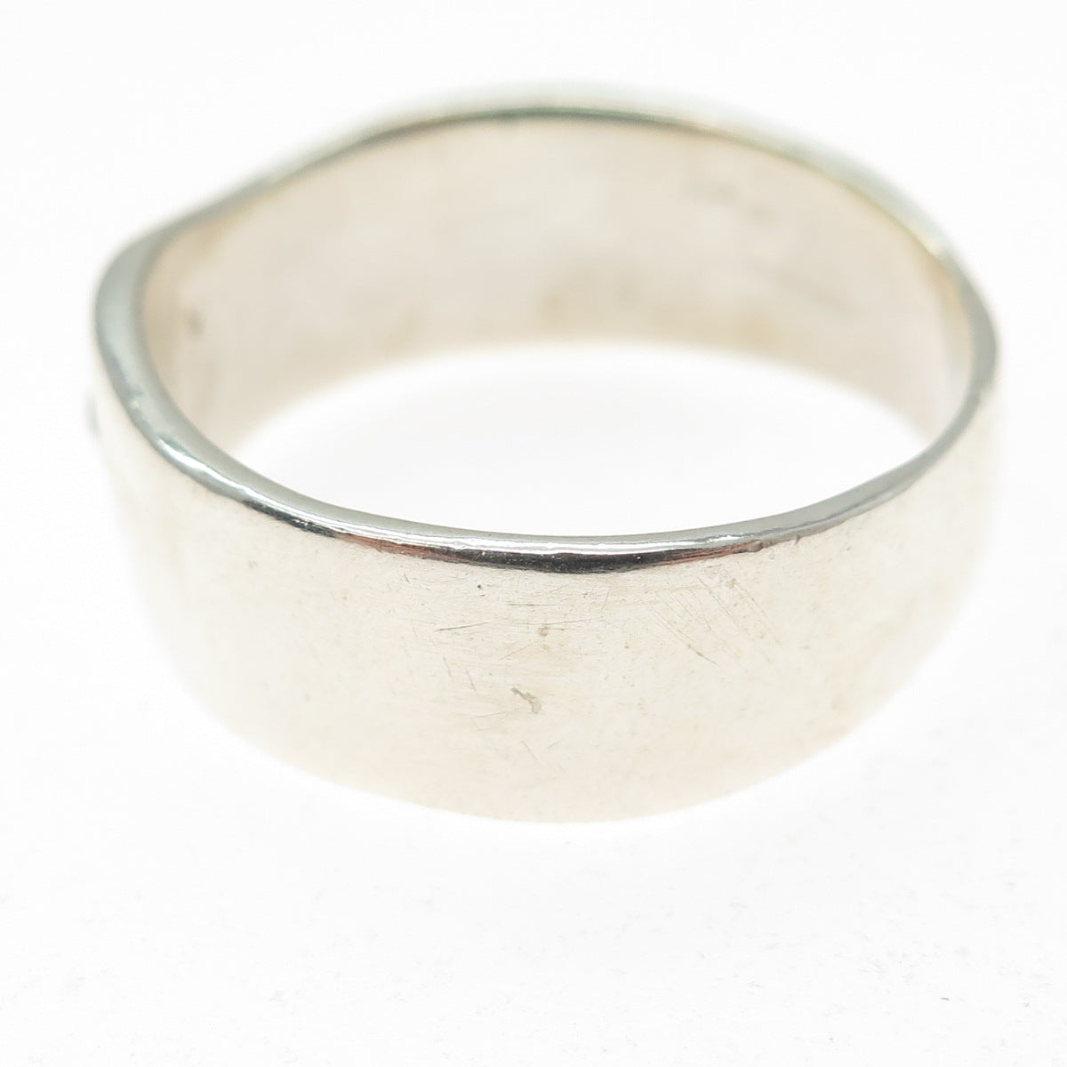 925 Sterling Silver Vintage Round-Cut C Z Sun Modernist Band Ring Size 14.75