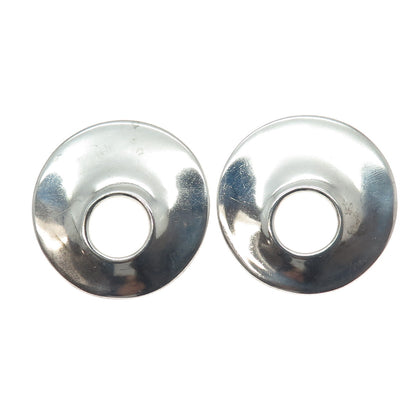925 Sterling Silver Vintage Modernist Crescent Disc Earrings