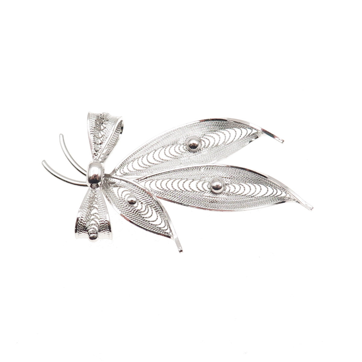 Sorrento 925 Sterling Silver Vintage Filigree Floral Box Pin Brooch