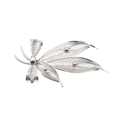 Sorrento 925 Sterling Silver Vintage Filigree Floral Box Pin Brooch