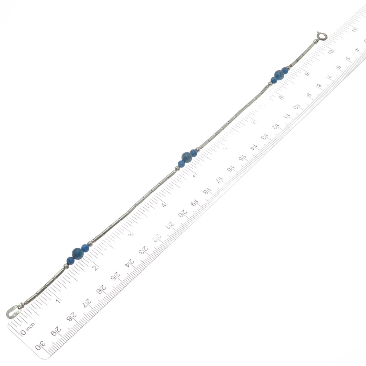 CAROLYN POLLACK Sterling Vintage Real Denim Lapis Beaded Anklet / Bracelet 10"