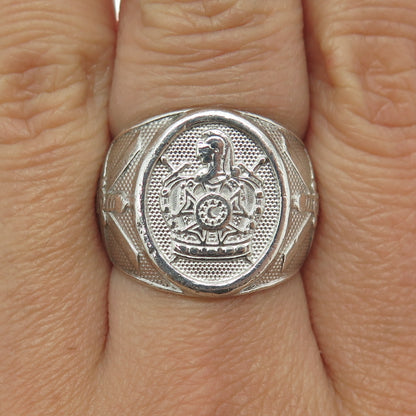 TCS Touchstone 925 Sterling Silver Vintage Knight Signet Ring Size 7.75