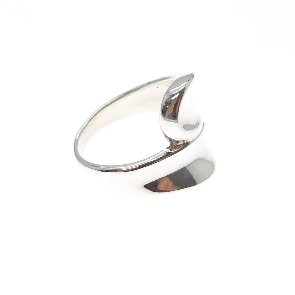 925 Sterling Silver Vintage Modernist Bypass Ring Size 6.25