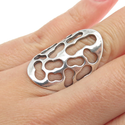 925 Sterling Silver Vintage Modernist Statement Ring Size 5.75