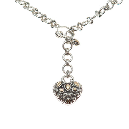 JOHN HARDY 18K Gold 925 Sterling Silver Vintage Heart Rolo Chain Necklace 16"