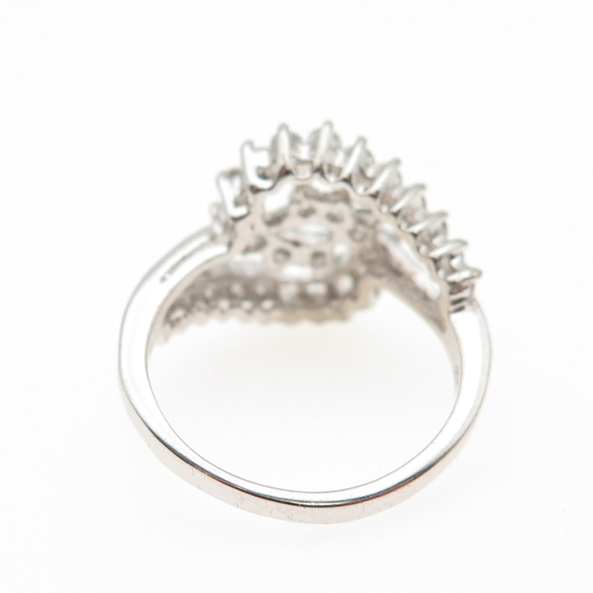 925 Sterling Silver Round-Cut C Z Interlocked Bypass Ring Size 6