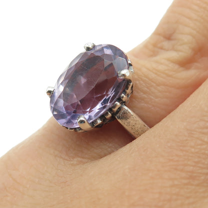 KABANA 925 Sterling Silver Vintage Real Amethyst Gemstone Ring Size 5