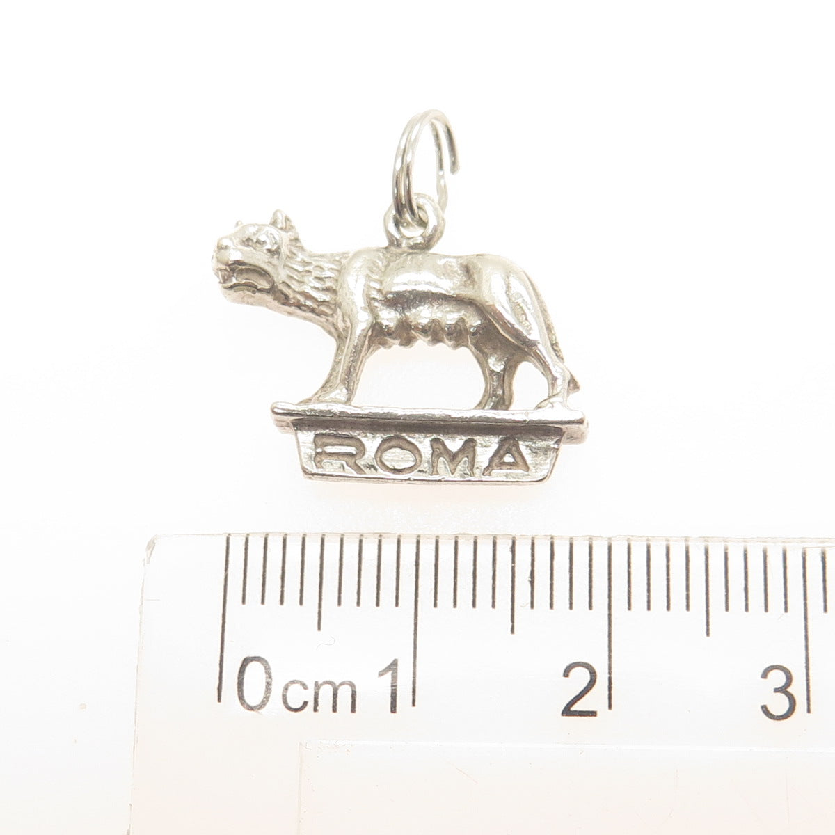 800 Silver Antique Art Deco Rome Capitoline Wolf Statue Minimalist Pendant