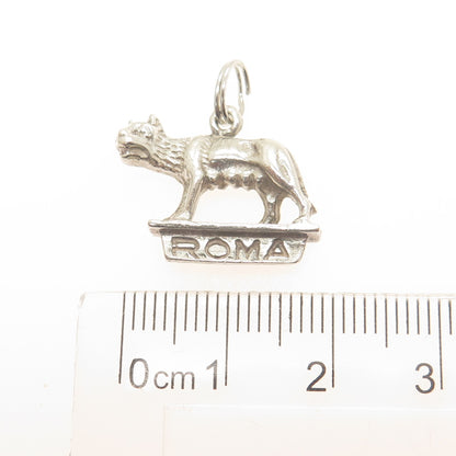 800 Silver Antique Art Deco Rome Capitoline Wolf Statue Minimalist Pendant