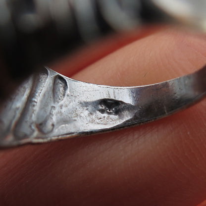 925 Sterling Silver Vintage Modernist Yin Yang Oxidized Ring Size 6