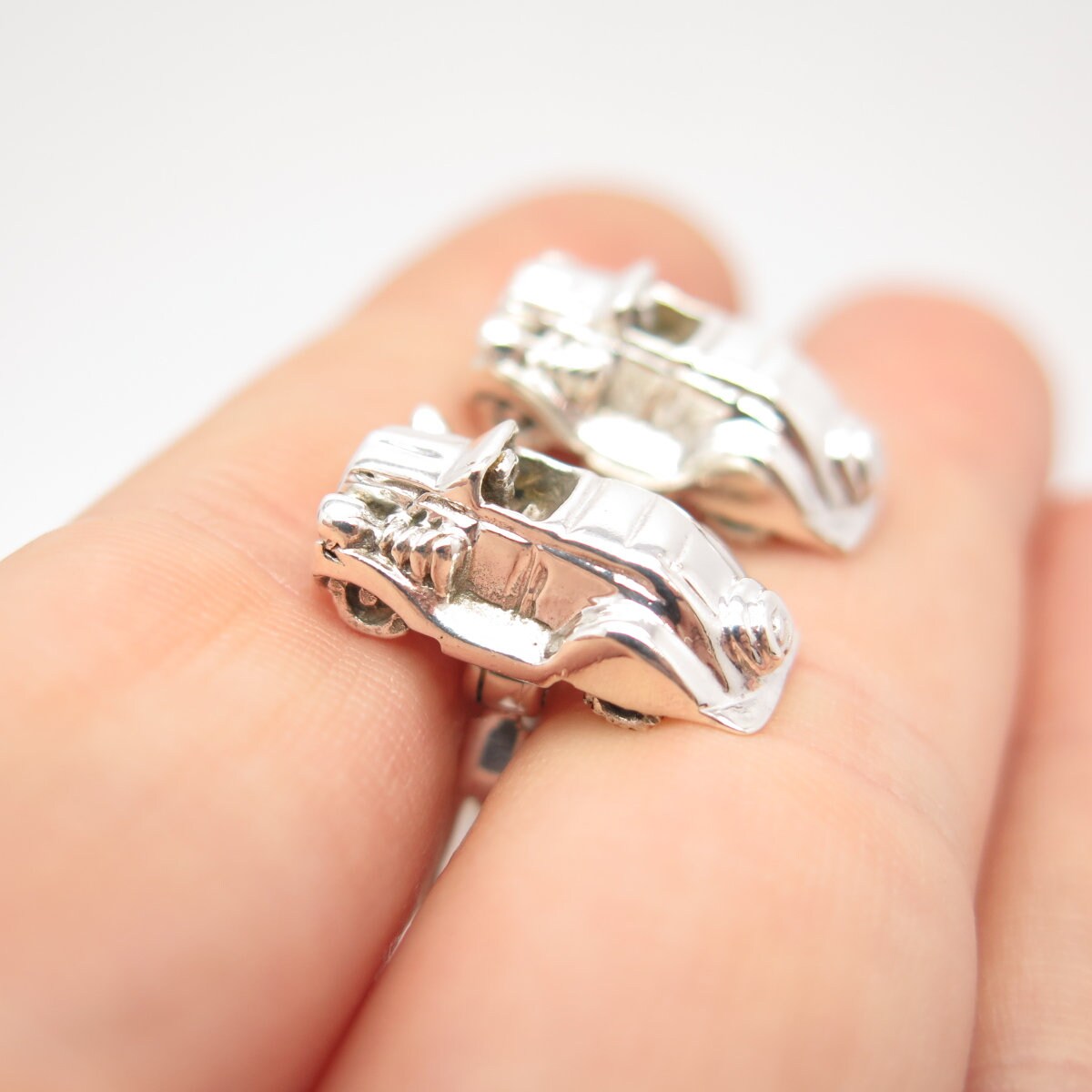 925 Sterling Silver Vintage Retro Car Cufflinks