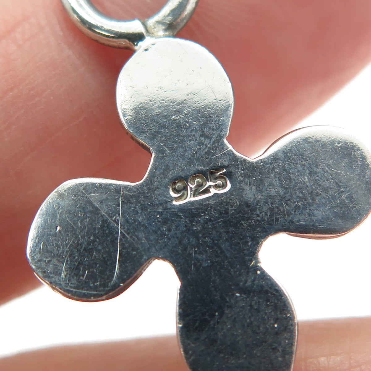 925 Sterling Silver Vintage Half Ball Cross Charm Pendant