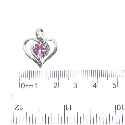 RL RICHLINE 925 Sterling Real Diamond & Pink Topaz Heart Minimalist Pendant