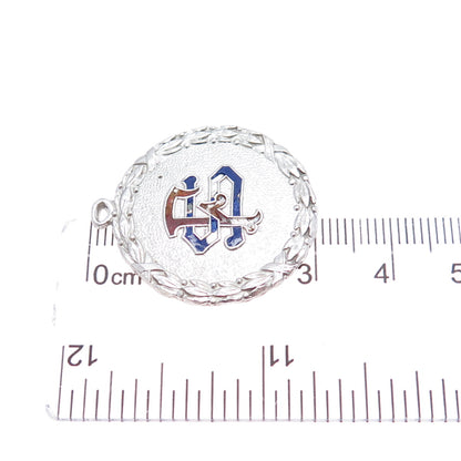 LAMBERT BROS. 925 Sterling Silver Antique Enamel Monogram Charm Pendant