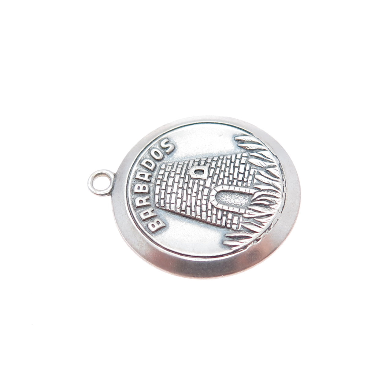 925 Sterling Silver Vintage Barbados Oxidized Charm Pendant
