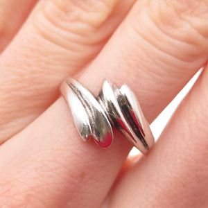 925 Sterling Silver Vintage Modernist Bypass Oxidized Ring Size 7