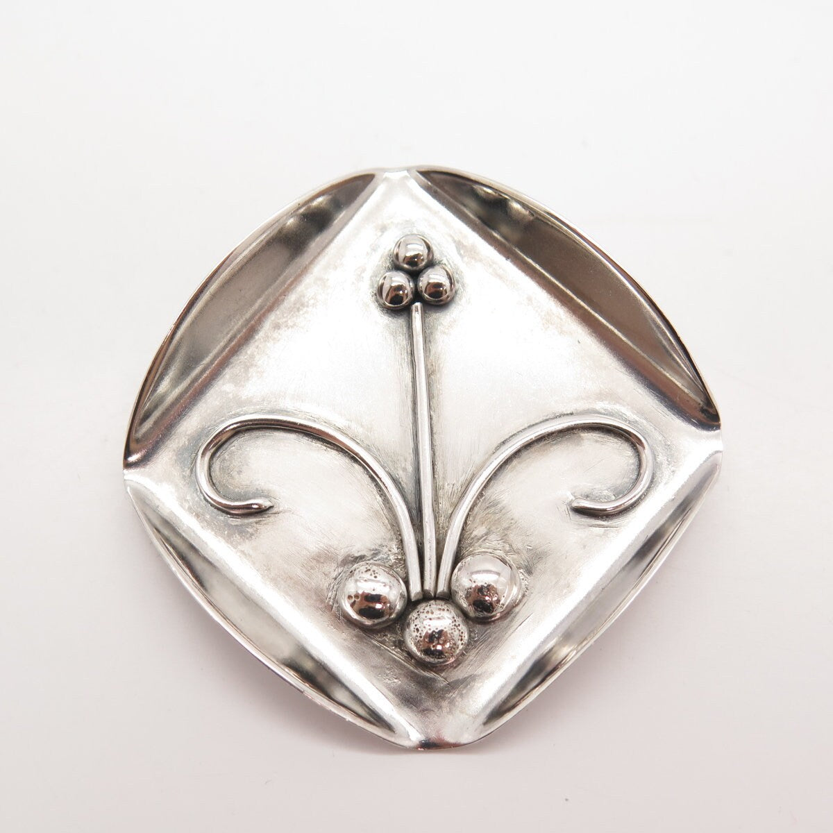 925 Sterling Silver Vintage Beaded Floral Pin Brooch