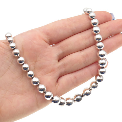 TIFFANY & CO. 925 Sterling Silver Vintage Graduated HardWear Beaded Necklace 16"
