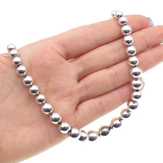 TIFFANY & CO. 925 Sterling Silver Vintage Graduated HardWear Beaded Necklace 16"