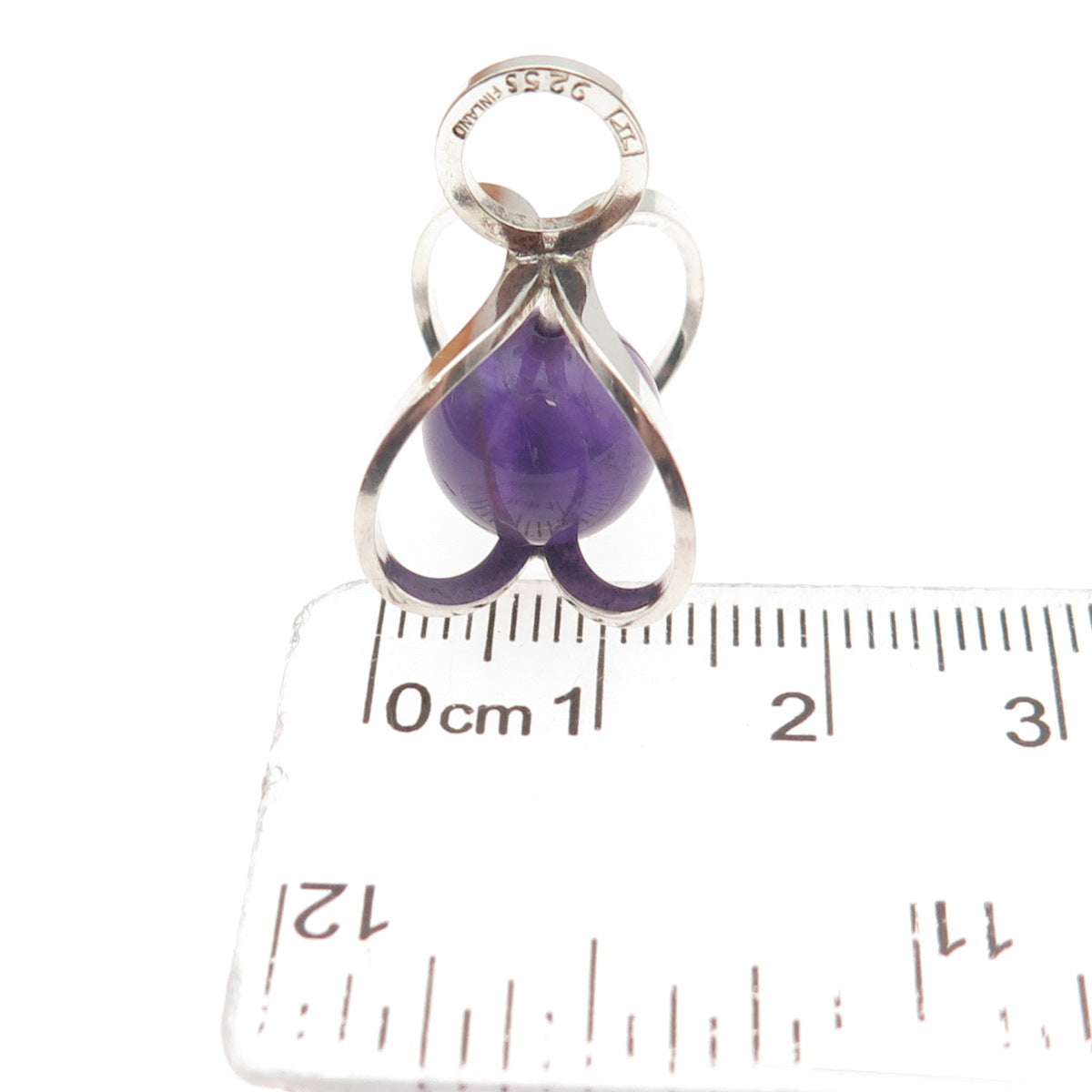 KUPITTAAN KULTA 925S Sterling Silver Vintage Finland Amethyst Modernist Pendant