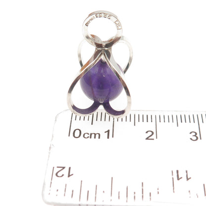KUPITTAAN KULTA 925S Sterling Silver Vintage Finland Amethyst Modernist Pendant