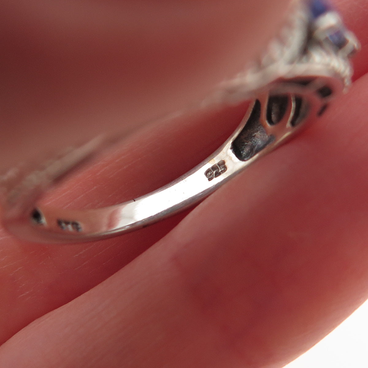 Chuck Clemency Sterling Silver Real Diamond Turquoise & Tanzanite Ring Size 8.25