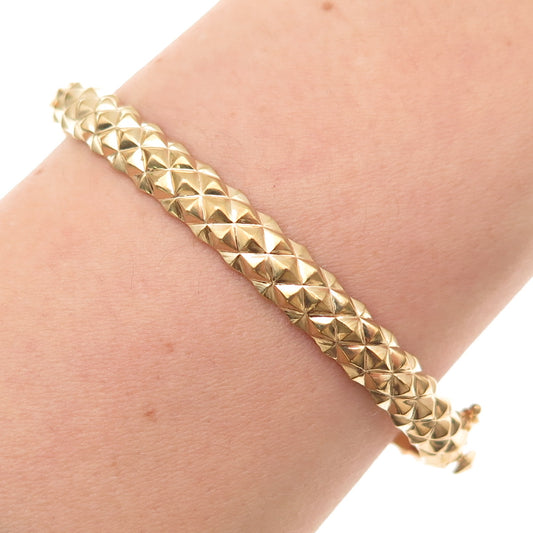 925 Sterling Silver Gold Plated Diamond-Shape Bangle Bracelet 6.25"