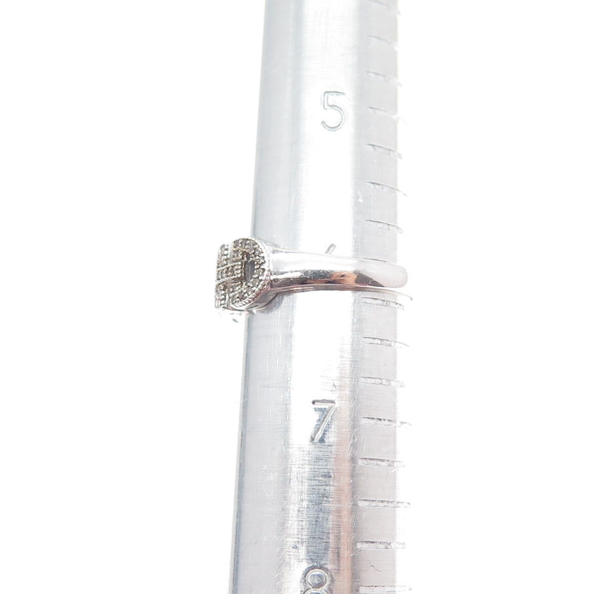 925 Sterling Silver Real Round-Cut Champagne Diamond Anchor Link Ring Size 6.25