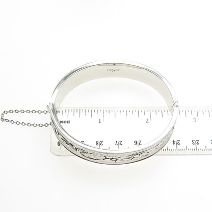 LA SECLA FRIED & CO. 925 Sterling Antique Art Deco Flower Bangle Bracelet 7.25"