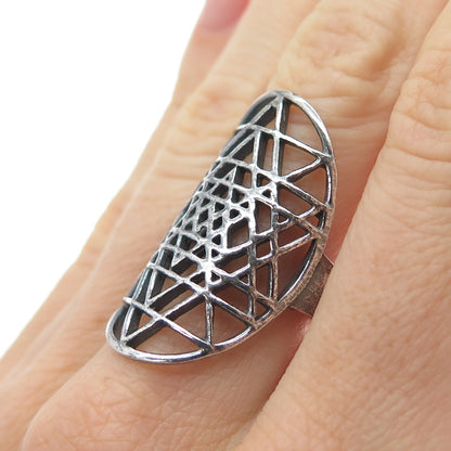 925 Sterling Silver Vintage Star of David Oxidized Ring Size 8