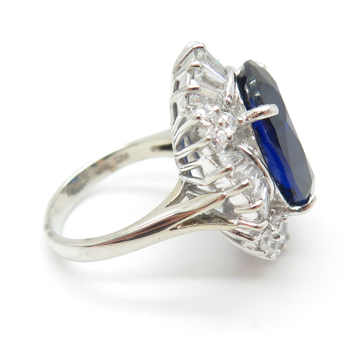 JOLIE GABOR 925 Sterling Silver Lab-Created Sapphire & Multi-C Z Ring Size 7