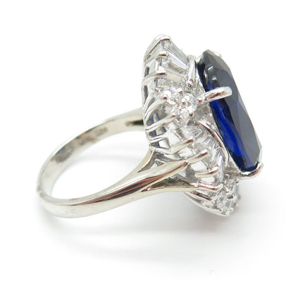 JOLIE GABOR 925 Sterling Silver Lab-Created Sapphire & Multi-C Z Ring Size 7