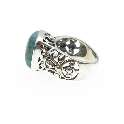 GSJ Gold Stone 925 Sterling Silver Vintage Real Tyrone Turquoise Ring Size 6.25