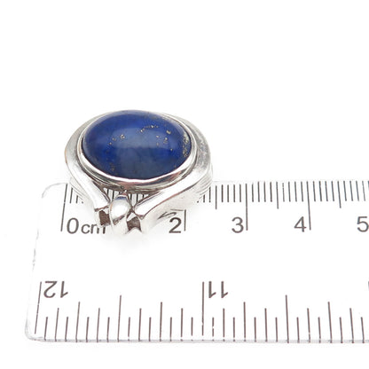 925 Sterling Silver Vintage Real Lapis Lazuli Modernist Slide Charm Pendant