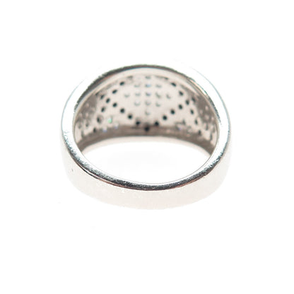 925 Sterling Silver Real Round-Cut Black Spinel & C Z Ring Size 7